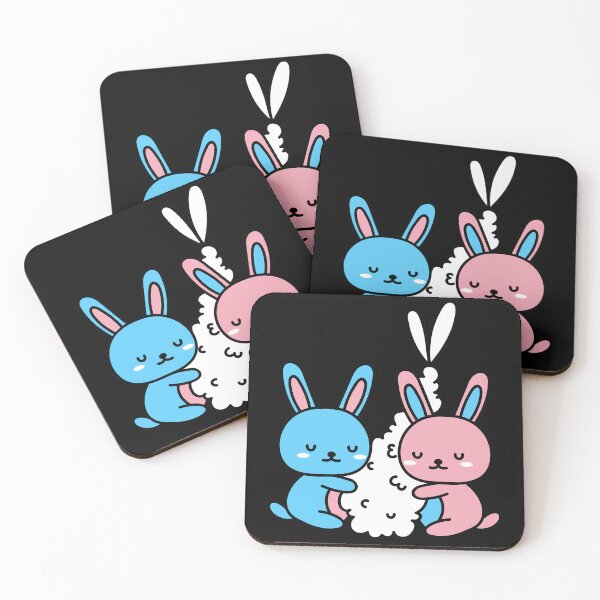 Item preview, Kawaii Trans Bunnies and Shrimp. Transgender Pride designed and sold by Subtle Pride Shop.