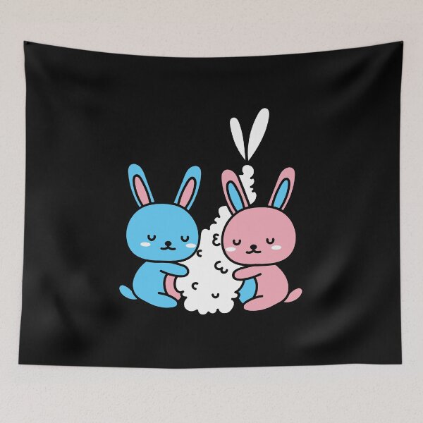 Item preview, Kawaii Trans Bunnies and Shrimp. Transgender Pride designed and sold by Subtle Pride Shop.