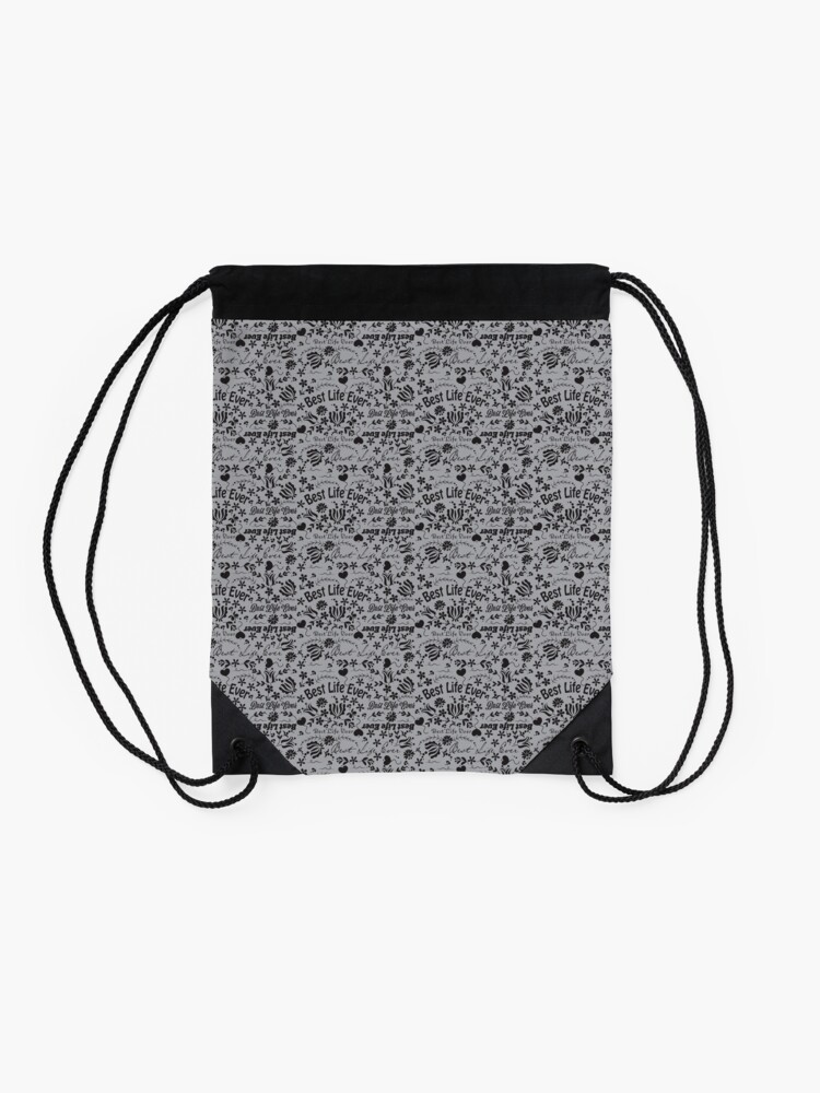 Alternate view of Best Life Ever Grey Drawstring Bag
