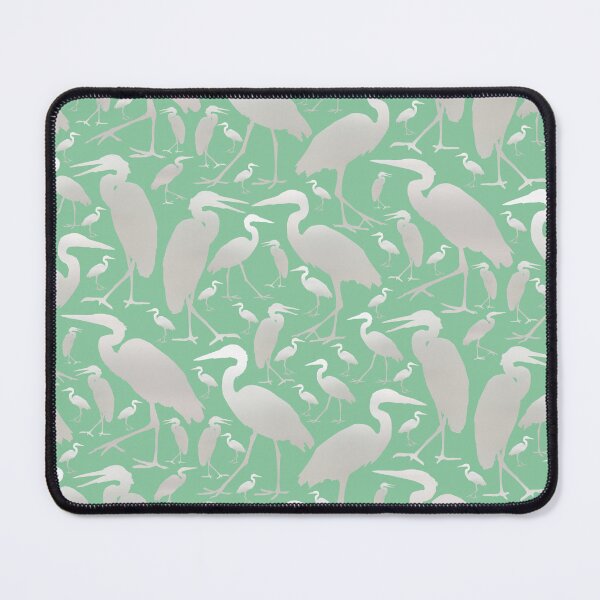 Item preview, Blue Heron Silver on Soft Mint Green Half-drop Repeat 5748 designed and sold by Art in My Loft.