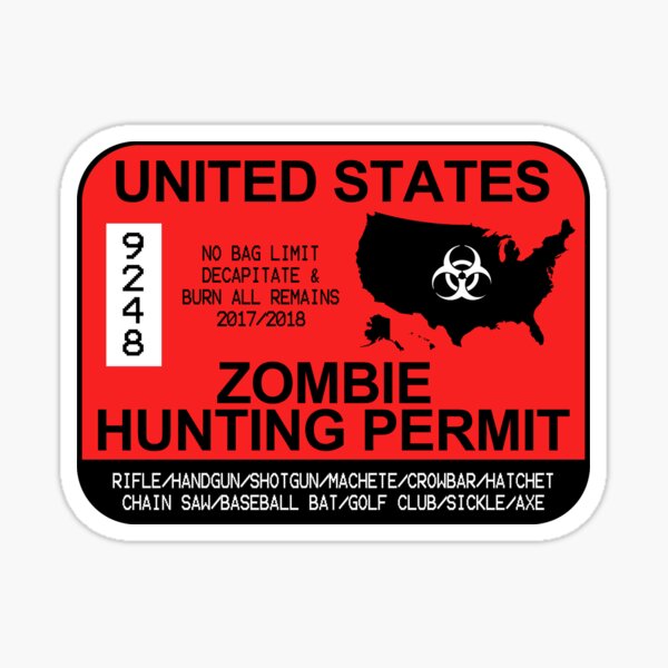 Zombie Hunting Permit 2017/2018 Sticker