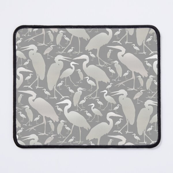 Item preview, Blue Heron Silver on Soft Grey Half-drop Repeat 5748 designed and sold by Art in My Loft.
