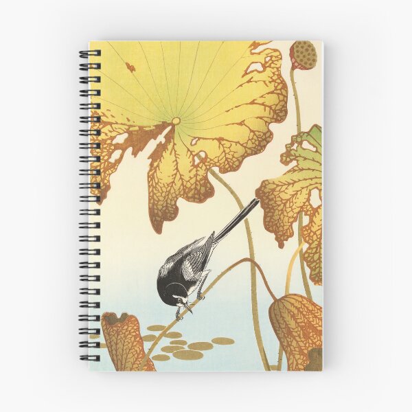 Item preview, Japanese vintage art. Ohara Koson Japanese wagtail on lotus plant. Japanese vintage art designed and sold by el-padre.