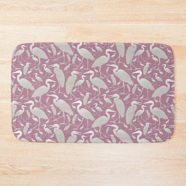 Item preview, Blue Heron Silver on Mauve Half-drop Repeat 5748 designed and sold by Art in My Loft.