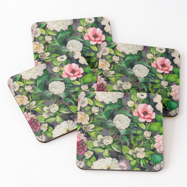 Item preview, Dreamy night garden, Vintage flowers and roses, botanical floral pattern, grey vintage botanical designed and sold by ZeinabTaha.