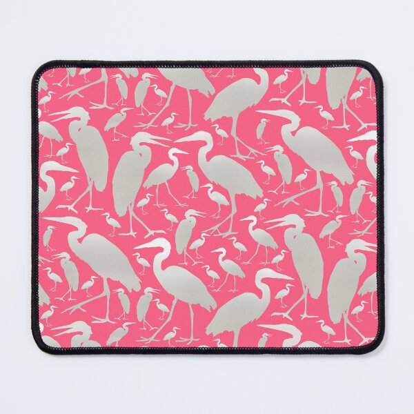 Item preview, Blue Heron Silver on Deep Pink Half-drop Repeat 5748 designed and sold by Art in My Loft.