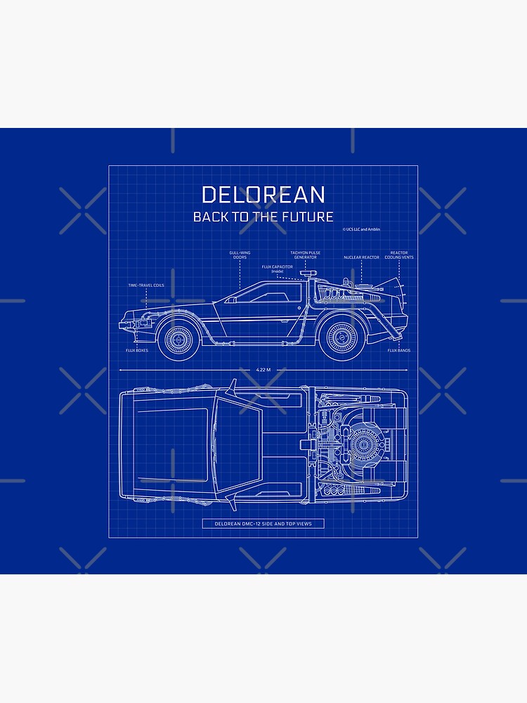 DeLorean Time Machine - Back To The Future (Blueprint) Mouse Pad