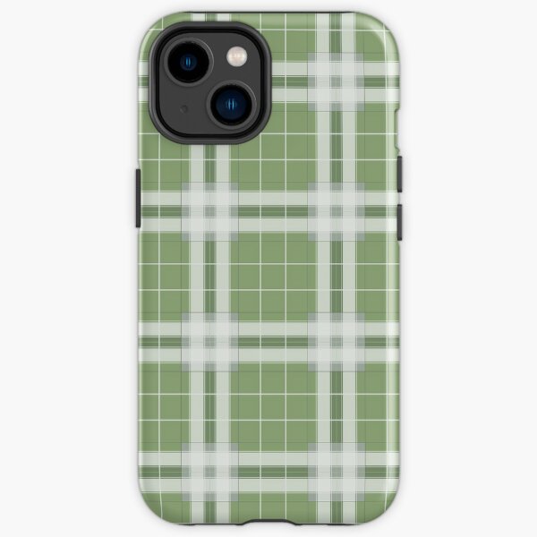 Tartan in pastel green and white iPhone Tough Case