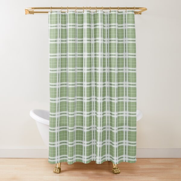 Tartan in Pastell Grün und weiß Duschvorhang