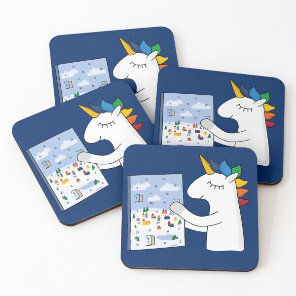 Item preview, Unicorn opens his advent calendar designed and sold by LaDaDi.