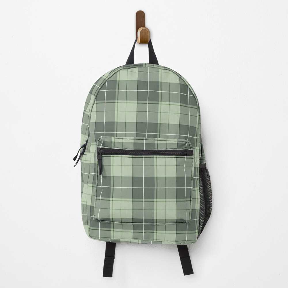 Einfaches Tartan-Muster in Pastell Grün xs Rucksack