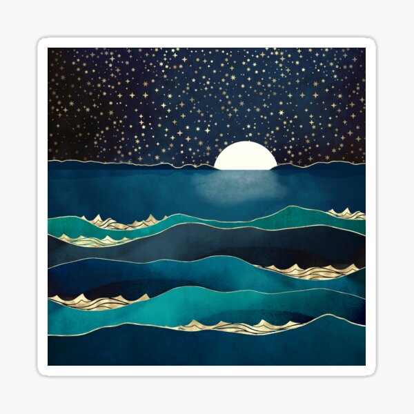 Vista previa del artículo con la obra «estrellas iluminadas por la luna», diseñado y vendido por spacefrogdesign.