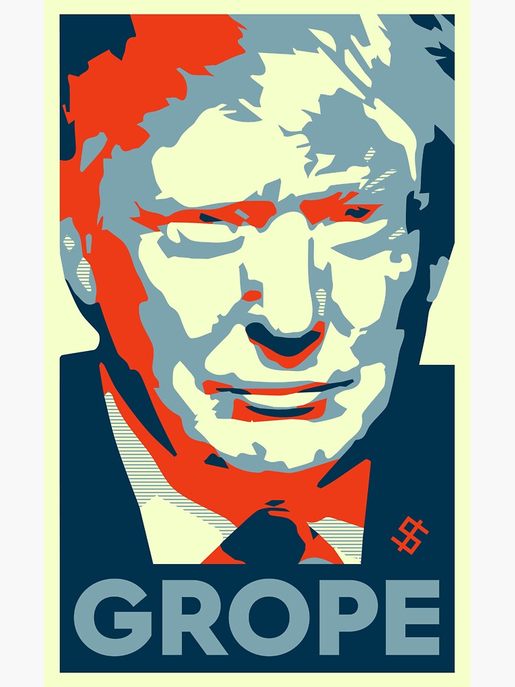 Thumbnail 3 of 3, Sticker, Donald Trump Grope - Barrack Obama Parody designed and sold by realpatriots.