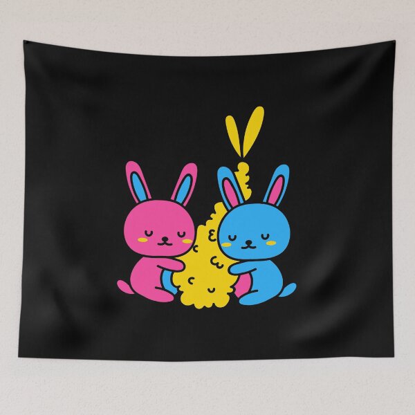 Item preview, Kawaii Pan Bunnies and Shrimp. Pansexual Pride designed and sold by Subtle Pride Shop.