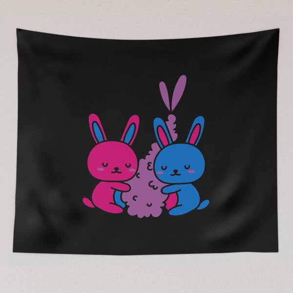 Item preview, Kawaii Bi Bunnies and Shrimp. Bisexual Pride designed and sold by Subtle Pride Shop.