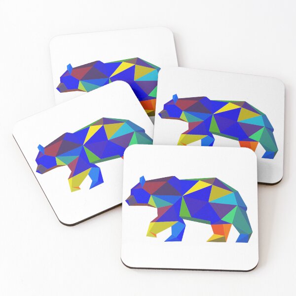 Item preview, Geometric Bear Blue and Yellow designed and sold by doodle-mittens.