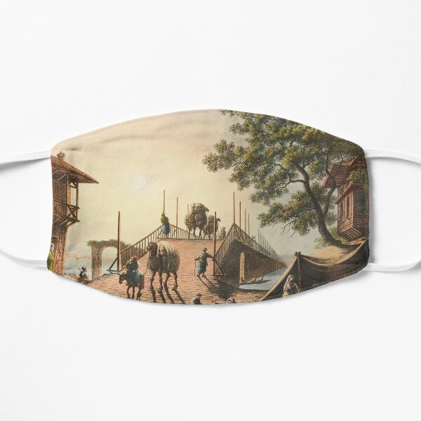 Ponte piccolo from Views in the Ottoman Dominions, in Europe, in Asia, and some of the Mediterranean islands (1810) by Luigi Mayer (1755-1803) Flat Mask