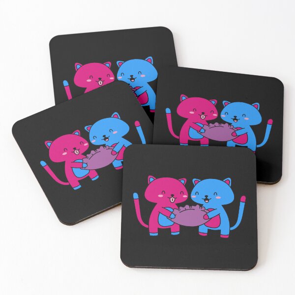 Item preview, Kawaii Bi Kittens. Bisexual Pride designed and sold by Subtle Pride Shop.
