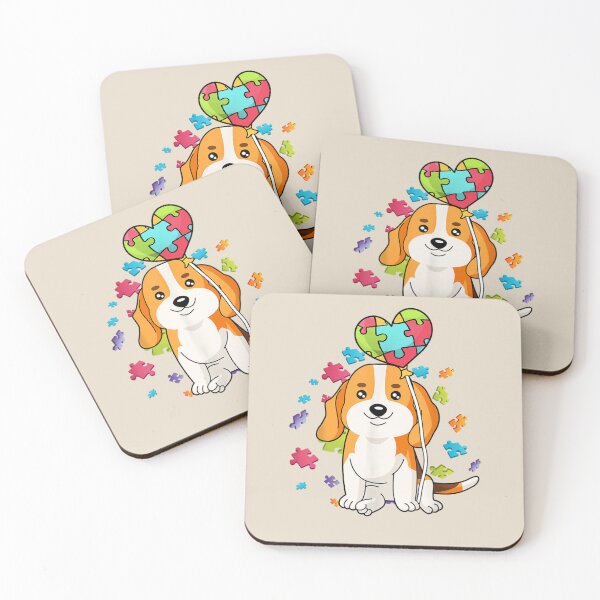 Item preview, Autism Awareness Beagle Puppy Dog Puzzles Heart Balloons designed and sold by VerityKingStore.
