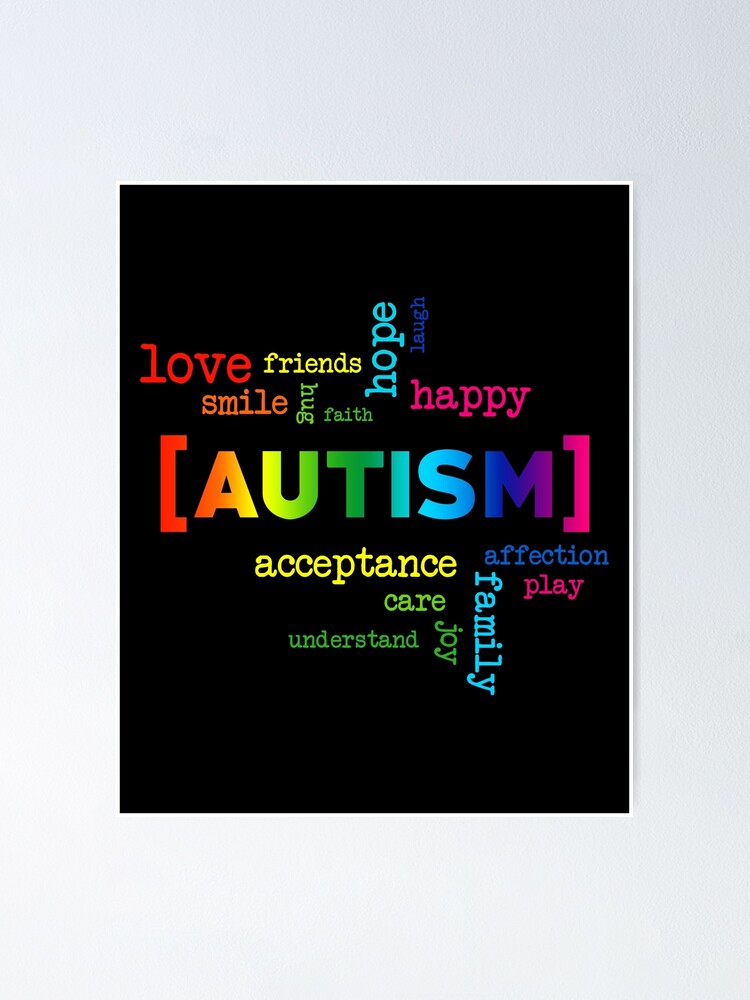 "Autism Acceptance Colorful Words" Poster by Sthyouneed | Redbubble