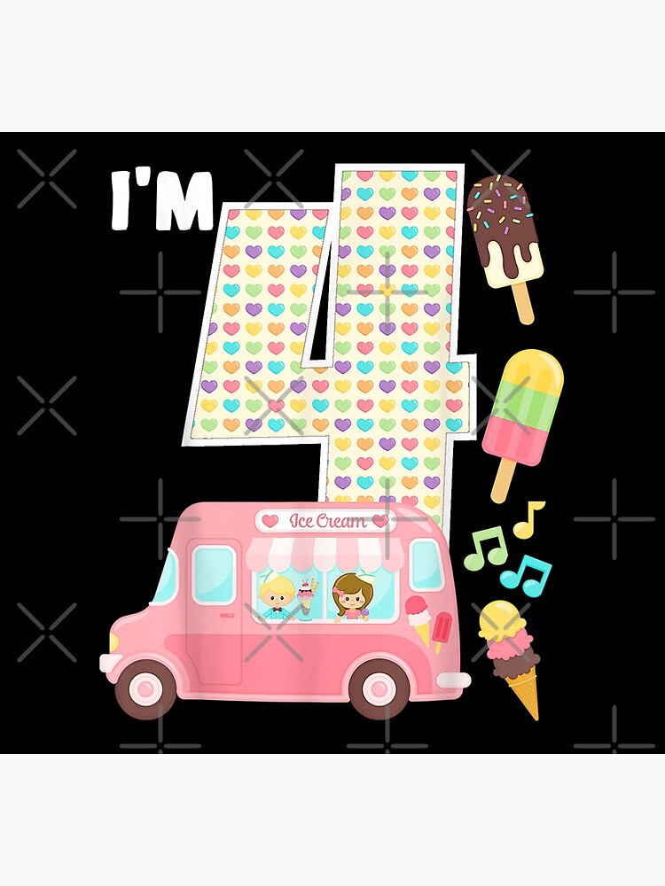 "4th Birthday Crew Ice Cream Truck I39;m 4 Bday Ice Cream Party TShirt