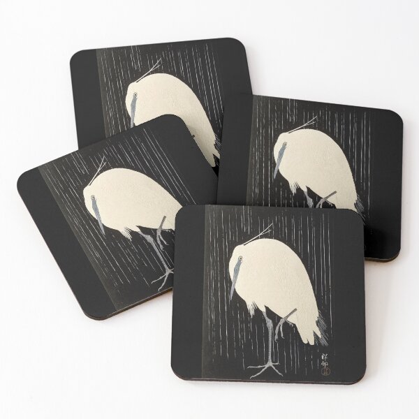 Item preview, Ohara Koson Egret in the rain. Vintage Japanese Art. designed and sold by el-padre.
