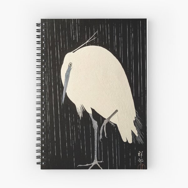 Item preview, Ohara Koson Egret in the rain. Vintage Japanese Art. designed and sold by el-padre.