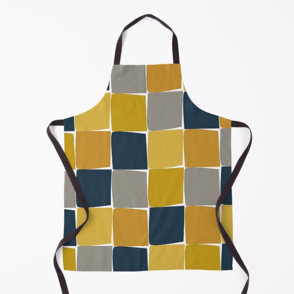 Item preview, Flux Midcentury Modern Check Grid Pattern in Mustard Ochre Navy Blue Grey White designed and sold by kierkegaard.