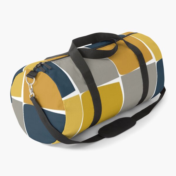 Item preview, Flux Midcentury Modern Check Grid Pattern in Mustard Ochre Navy Blue Grey White designed and sold by kierkegaard.
