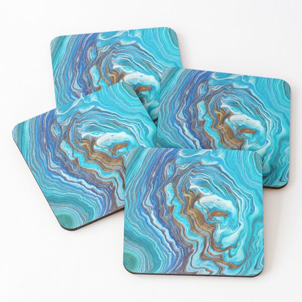 Item preview, Abstract Acrylic Fluid Painting Ring Pour Blue Copper Green designed and sold by mhfoto.
