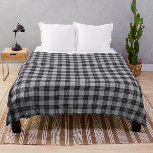 Einfaches Tartan-Muster in Grau xs Fleecedecke