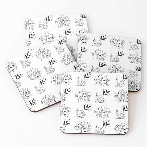 Item preview, Skulls And Mushrooms Witchy Pattern White designed and sold by Kipsusaurus.