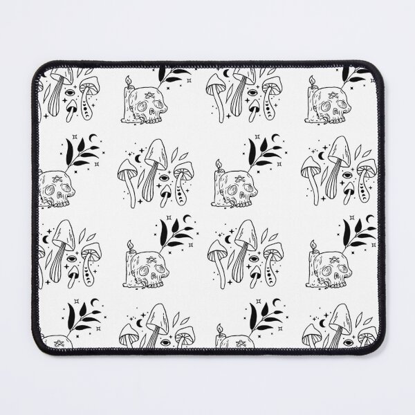 Item preview, Skulls And Mushrooms Witchy Pattern White designed and sold by Kipsusaurus.