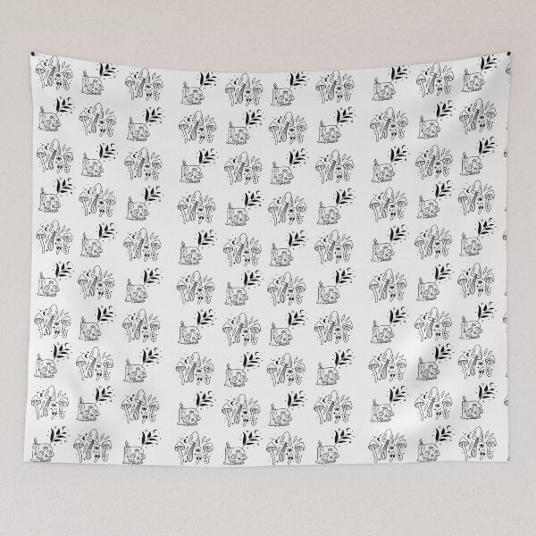 Item preview, Skulls And Mushrooms Witchy Pattern White designed and sold by Kipsusaurus.