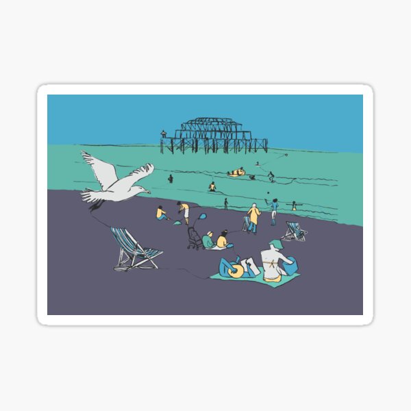 Item preview, Brighton beach illustration designed and sold by zillahdee.