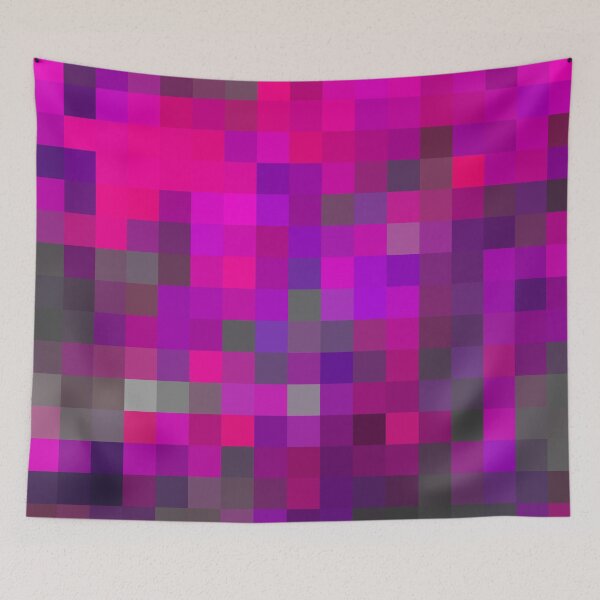 Item preview, geometric pixel square pattern abstract background in purple pink designed and sold by Mrvell.