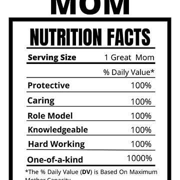 Mom Nutrition Facts, Mothers Day Gifts Mom Birthday Gifts from Daughter Son Pin