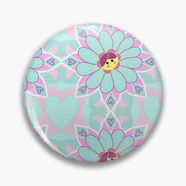 Item preview, Cute kawaii hearts mandala flower lady seamless pattern designed and sold by AleFairyland.