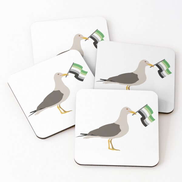 Item preview, Seagull Holding Aromantic Pride Flag designed and sold by JustGottaDraw.
