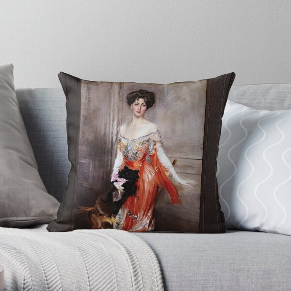Portrait Of Elizabeth Wharton Drexel by Giovanni Boldini Old Masters Fine Art Reproduction Throw Pillow