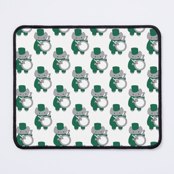 Item preview, Marching Band Drummer Cat Green White designed and sold by ValeriesGallery.