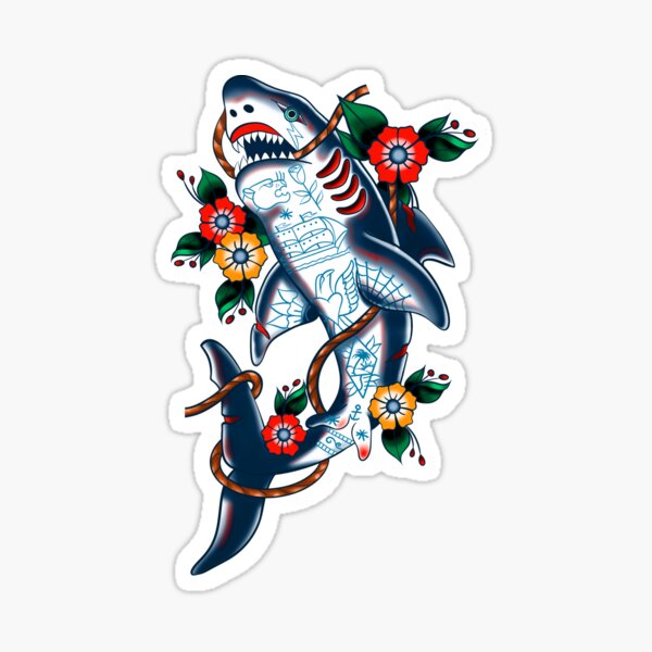 Traditional Tattoo Shark Vector Images 64