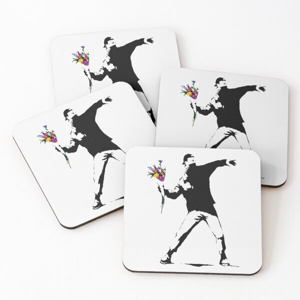 Item preview, Banksy Protester Throwing Flowers | Perfect Gift designed and sold by sylviazama.