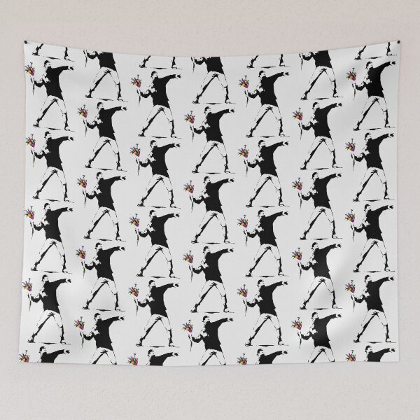Item preview, Banksy Protester Throwing Flowers | Perfect Gift designed and sold by sylviazama.