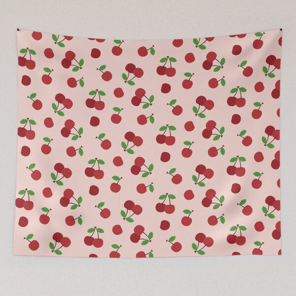 Item preview, Cherries Fruit Pattern on Pastel Pink Background designed and sold by Creative Wolf Design.