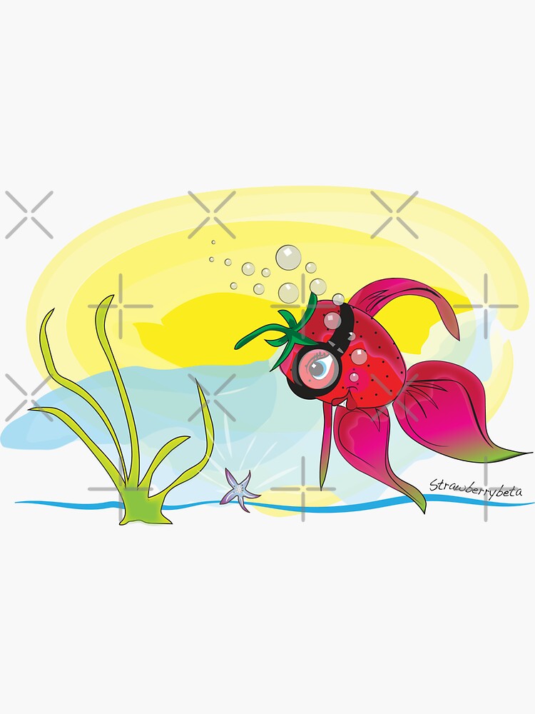 Thumbnail 3 of 3, Sticker, StrawberryBeta Fish designed and sold by CreativeContour.