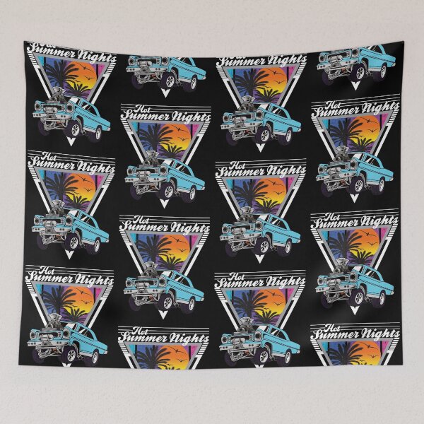 Item preview, Hot Summer Nights 80's Tropical Vintage Retro Dragstrip Muscle Car designed and sold by CharJens.
