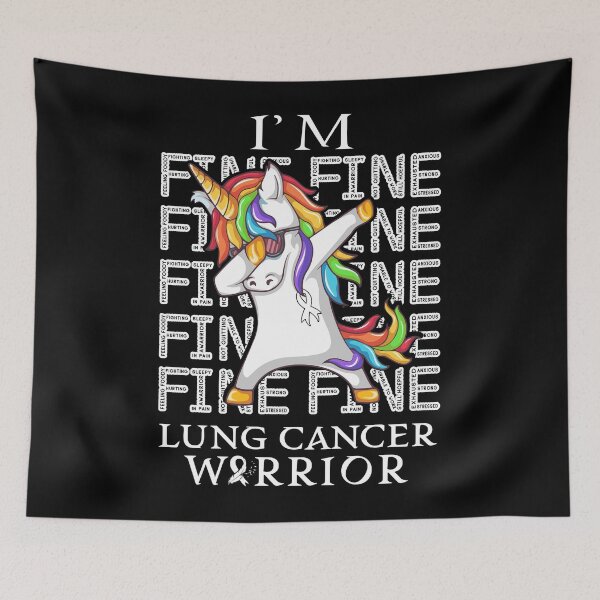 Item preview, Unicorn Lung Cancer Warrior I'm Fine Lung Cancer Awareness designed and sold by Hatjar.