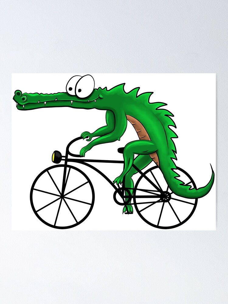 Póster «cocodrilo en bicicleta» de AK1Shirts | Redbubble