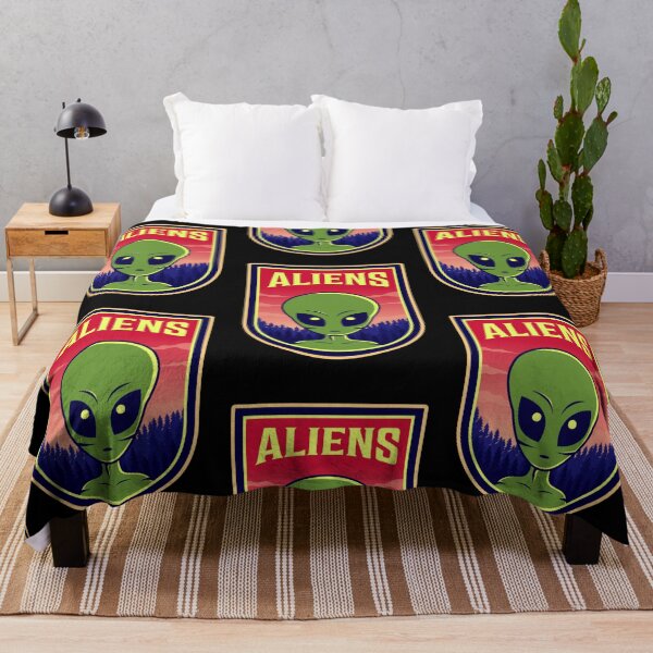 Item preview, Aliens retro badge funny ufo designed and sold by amy greaves.
